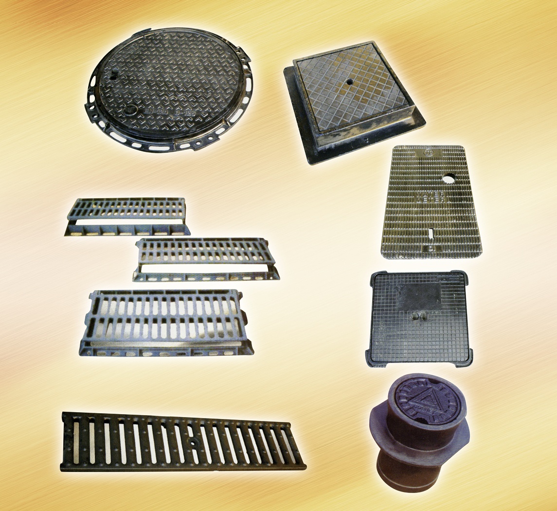 CAST IRON MANHOLE COVER AND GRATE